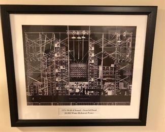 Framed Grateful Dead poster, “1974 Wall of Sound”.