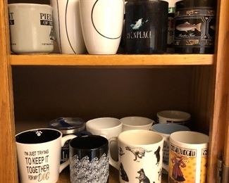 Fun selection of coffee mugs.