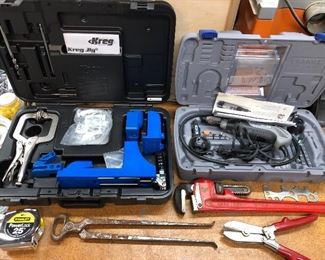 Kreg Jig K3 pocket hole system; Dremel 400 Series XPR high performance rotary tool.