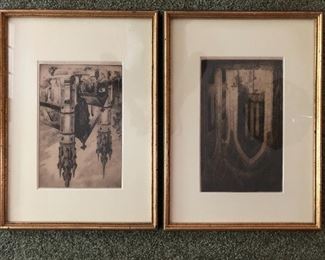 Pair of signed Reynold Weidenaar etchings: “Glory to God” and “St. Mark’s”.