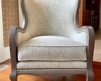 Item 11:  Arhaus Furniture Armchair with Nailhead Trim - 28"l x 24"w x 40.5"h: $525