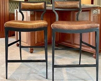 Item 15:  (2) Leather Barstools - 19.5"l x 16"w x 38"h & seat height - 25": $245 for pair