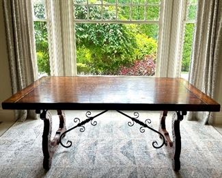 Item 17:  Rock Solid Dining Table with Scrolled Iron Accents - 72"l x 42"w x 30"h & (2) Extensions - 42" each:  $675