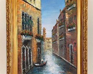 Item 20:  Venice Grand Canal - Oil on Canvas, Signed  by "Florence" - 32" x 43.5":  $445