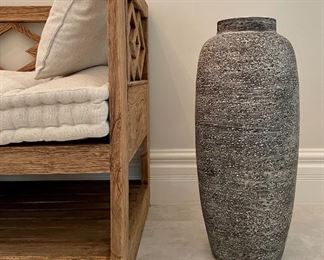 Item 25:  Crate & Barrel Timber Grey Floor Vase - 6" x 24.5": $48
