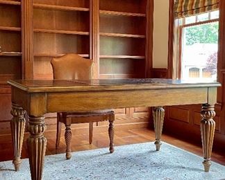 Item 27:  Seven Seas by Hooker Furniture Leather Top Executive Desk - 64.5"l x 35"w x 31"h:  $595