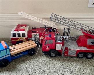 Item 204:  (2) Fire Trucks & (1) Melissa & Doug Tow Truck: $14 for all