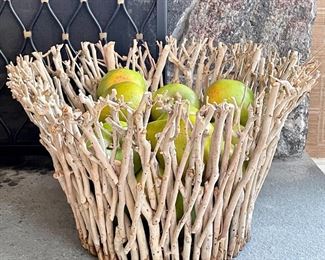 Item 119:  Twig Basket with Faux Pears - 17.5" x 10": $48