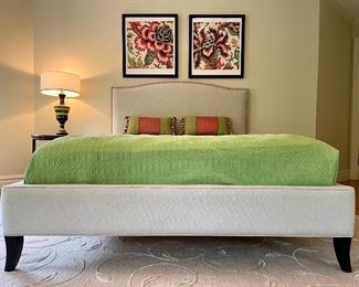 Item 55:  Upholstered Queen Bed with Nailhead Trim with Mattress: $595