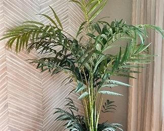 Item 143:  Large Faux Tropical Tree in Rattan Basket - 85": $125