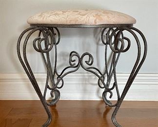 Item 66:  Vanity Seat with Scrolled Iron Legs - 19" x 18": $115