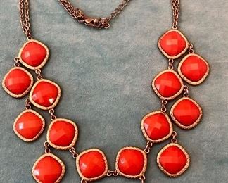 Item 231:  Fashion Jewelry Necklace with Orange Stones: $14