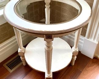 Item 2003: Shabby Chic Side Table with Glass Top: $85