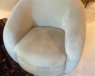 Microfiber Suede Swivel Barrel Chair