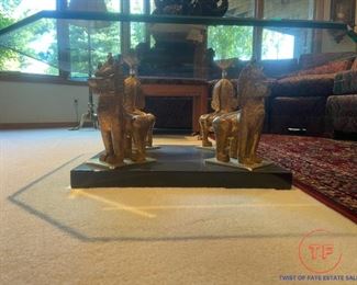Hollywood Regency BRASS FOO DOG Coffee Table