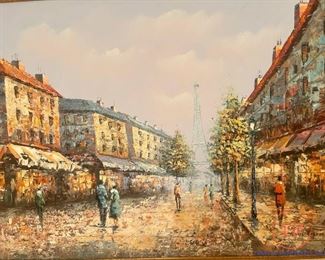 Original Oil on Canvas Street Scene by HENRI ROGERS
