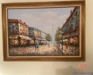 Original Oil on Canvas Street Scene by HENRI ROGERS