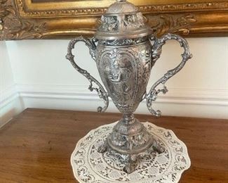 Decorative Lidded Urn with Handles