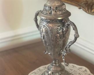 Decorative Lidded Urn with Handles