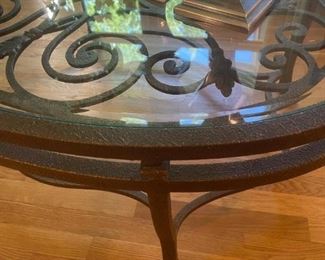 Contemporary Cast Iron Glass Topped Coffee Table
