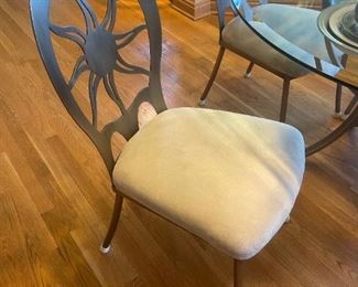 Glass Topped Dinette Set with Sunburst Metal Chairs