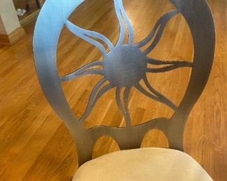 Glass Topped Dinette Set with Sunburst Metal Chairs