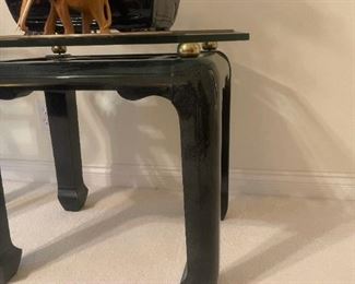Asian Themed Glass Topped Side Table