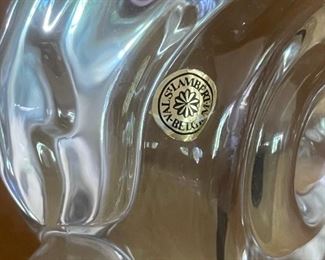 VAL ST LAMBERT Crystal Monkey Sculpture