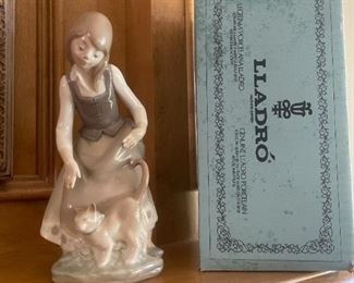 LLADRO Girl with Cat Figurine