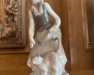 LLADRO Girl with Cat Figurine