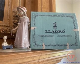 LLADRO Girl Pulling Wagon Figurine