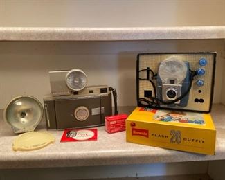Vintage Polaroid 800 and Vintage Kodak Brownie Flash Camera