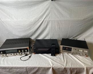Vintage Stereo Amplifier, Receiver, and Cassette Deck