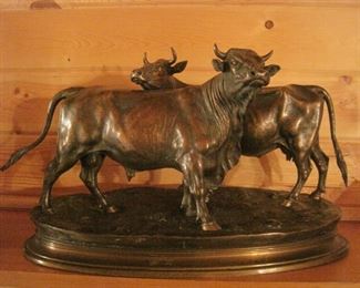 Jules Moigniez Bull & Cow Bronze. (French 1835-1894).
