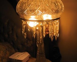 1 of 3 cut crystal dome lamps.