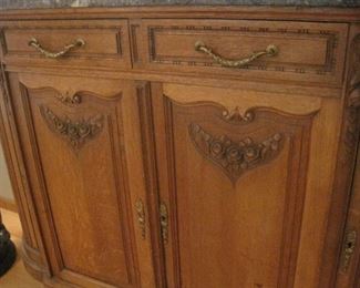Marble Topped French Oak Sideboard.