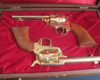 A matched Pair of .22 Caliber Colt Kansas Centennial Revolvers in their original velvet lined case,1961. Never Fired.