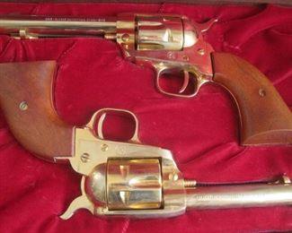 A matched Pair of .22 Caliber Colt Kansas Centennial Revolvers in their original velvet lined case,1961. Never Fired.