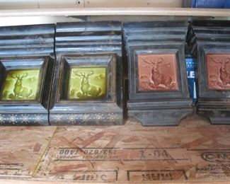 Mantle Plinths with inset American Encaustic Tiles.