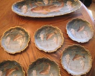 A nicely painted Limoges  Fish Service.
