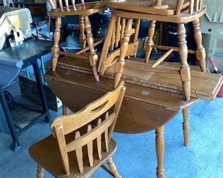 Drop leaf table and four chairs
