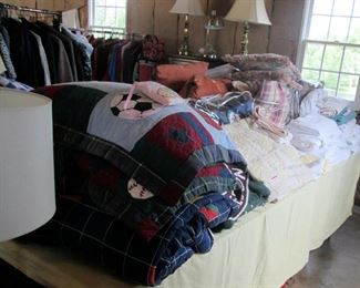 Assortment of linens - comforters, bedding, pillows etc.