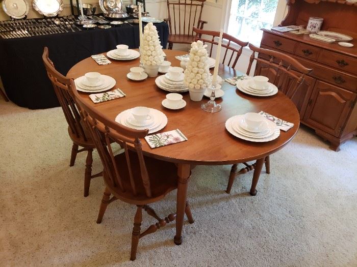 Spraque & Carleton Hard Rock Maple Dining Table w/ 6 Chairs 