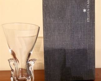 Steuben Glass "Lyre" Vase with Box