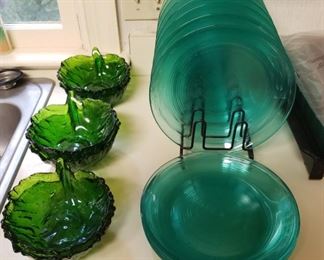 Arcoroc Green Glass Plates 