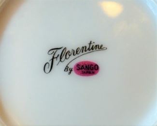 Sango Florentine porcelain dinnerware