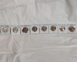 1970, 1971, 1972, 1973 and 1974 Kennedy Half Dollars