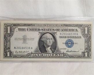 1957 $1 Bill - Silver Certificate (OFF CENTER )