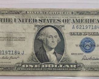 1935 F    $1 Bill - Silver Certificate BLUE SEAL (OFF CENTER PRINTING ERROR)