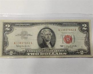 1963 Red Seal $2 Bill - Low serial #